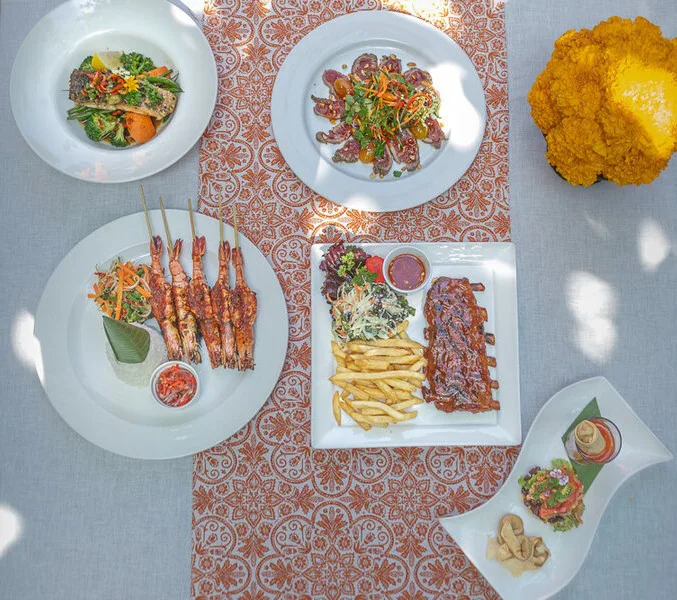 A generous seafood spread served at Mahagiri Villas Sanur